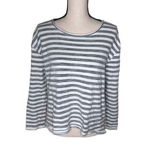 Anthropologie T.La Gray and White Stripe Woven Boxy Top